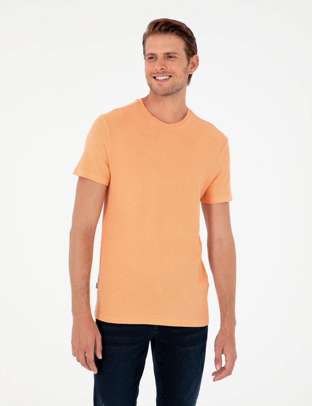Turuncu Slim Fit Basic Ti__rt