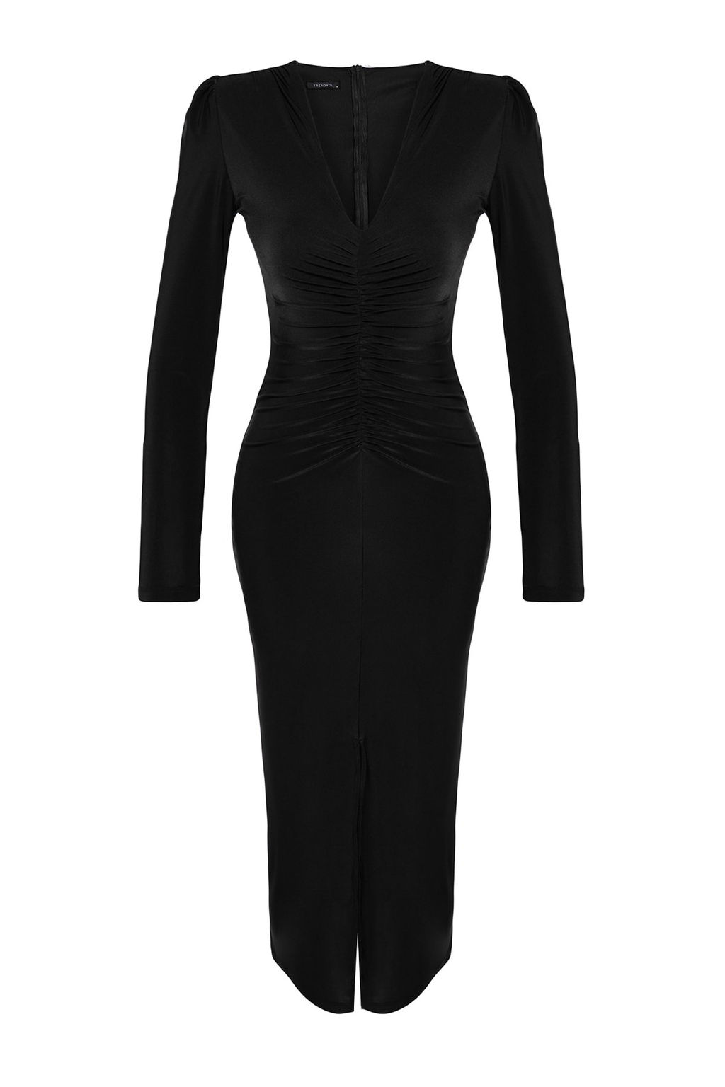 Siyah Vucuda Oturan Orme S?k Midi Abiye Gece Mezuniyet Elbisesi TPRAW24EL00079 - Trendyolmilla фото 7