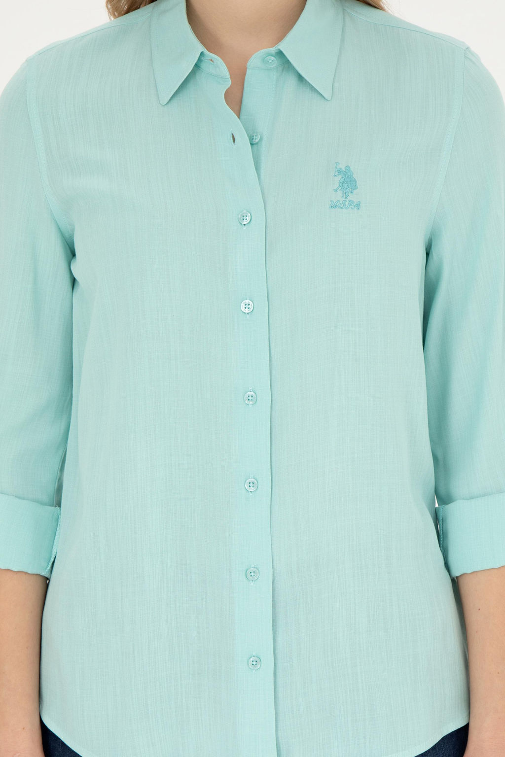Женская рубашка зеленого цвета с длинным рукавом - U.s. polo assn фото 13