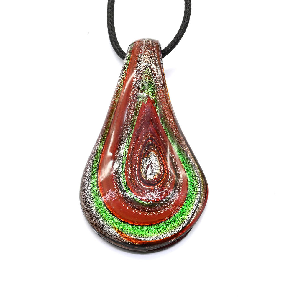 Муранское стекло украшения Лист 30*60мм цв.красный