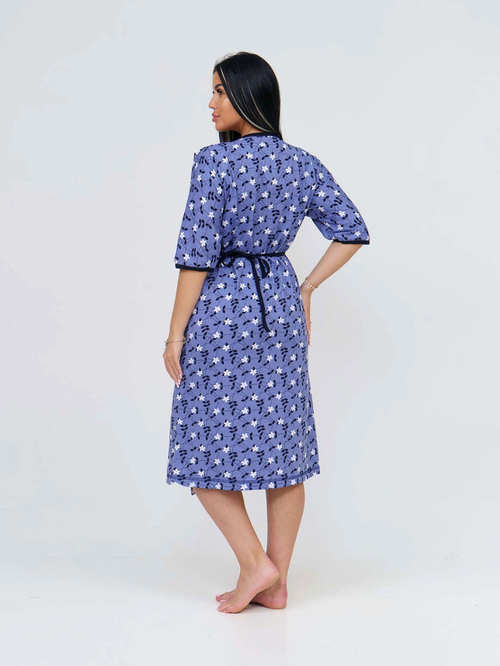 Халат женский, цвет голубой белый синий