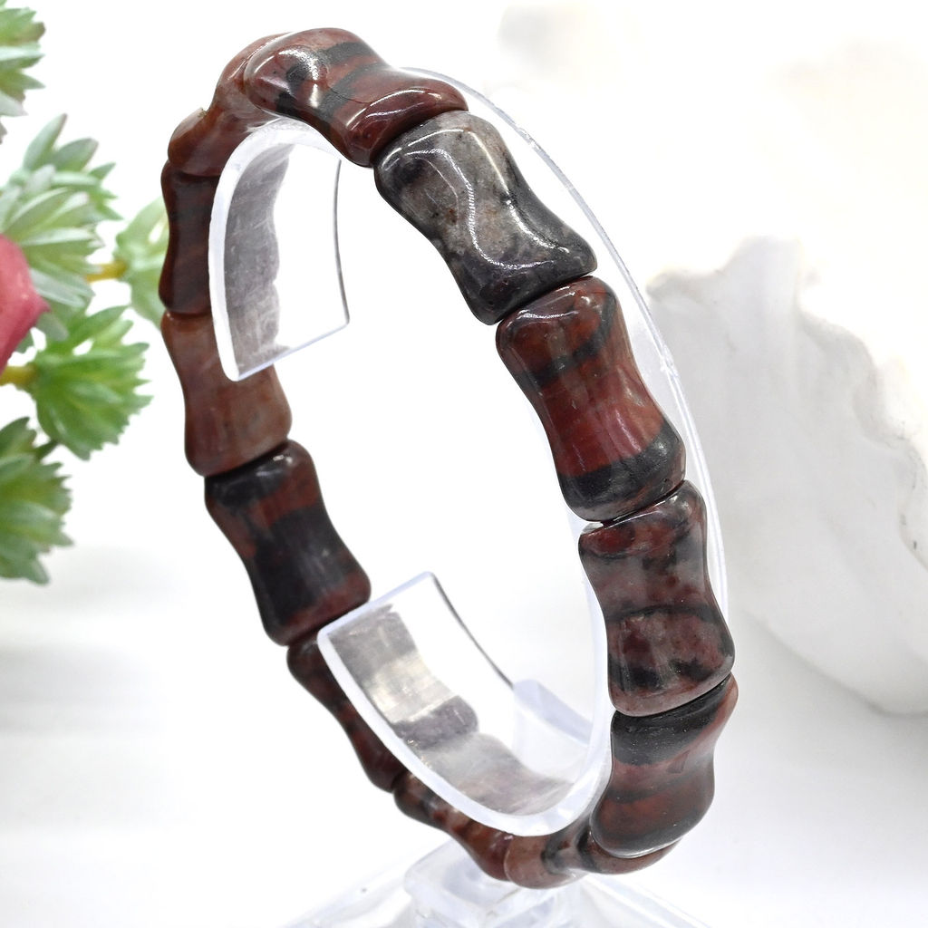 Браслет косточка 12*16мм из яшмы красной