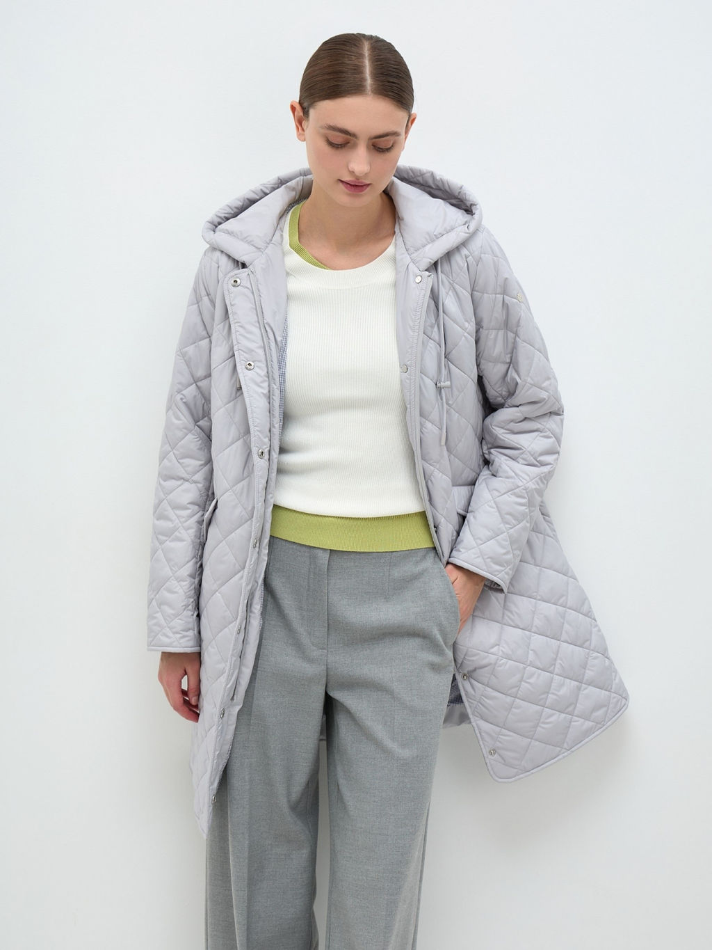 Conso/SM 240104 - light grey Утепленное полупальто