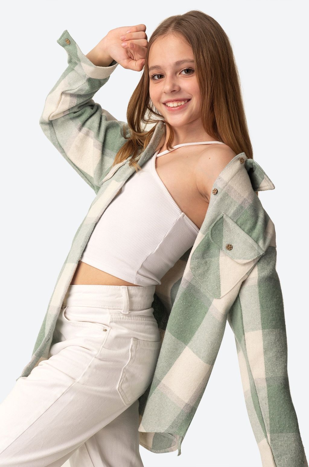 Теплая удлиненная рубашка для девочки Happyfox