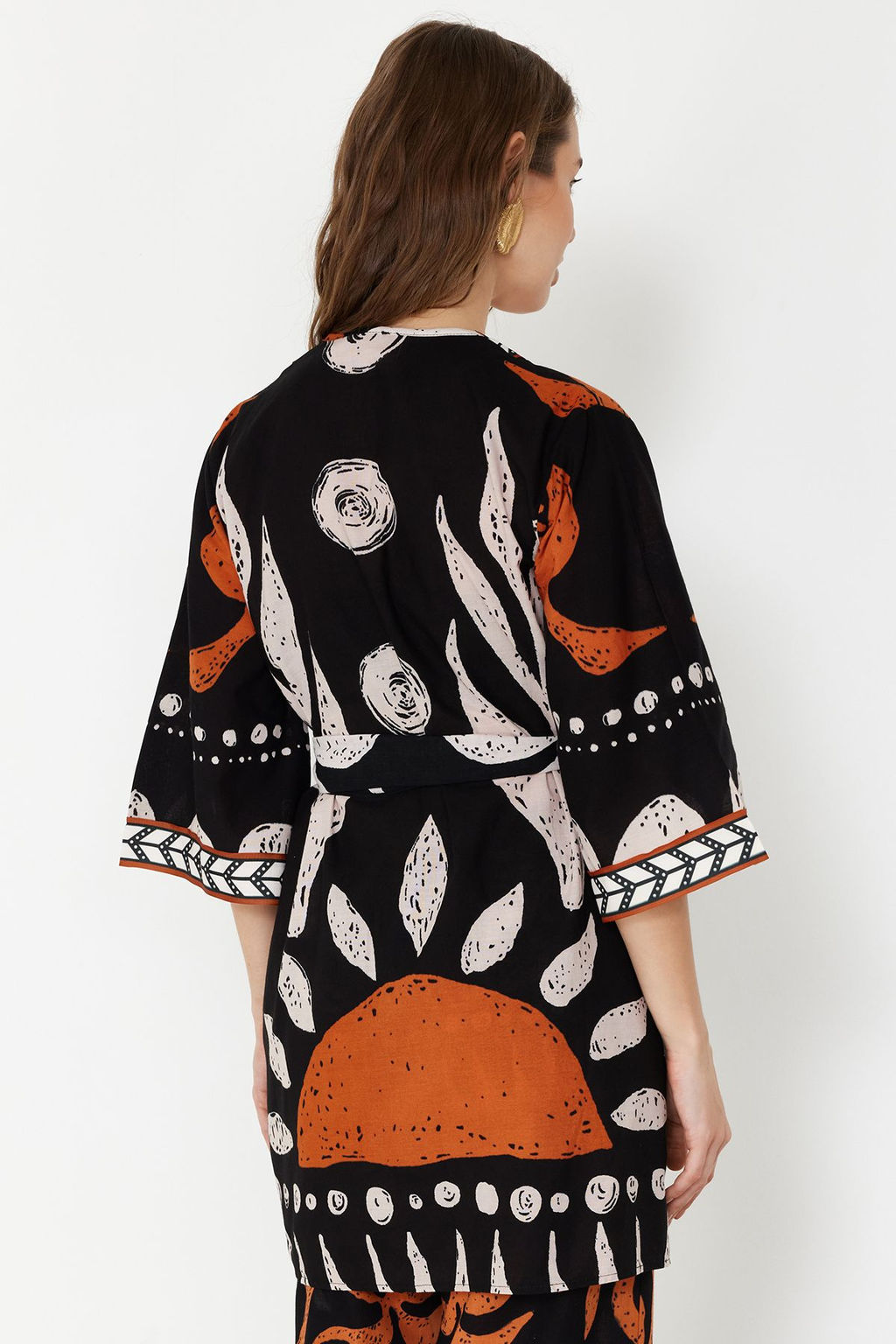 Etnik Desenli Kusakl? Mini Dokuma %100 Pamuklu Plaj Kimono&Kaftan TBESS23KM00035 - Trendyolmilla фото 8