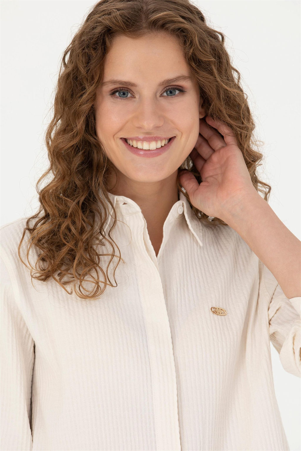 U. S. Polo Assn Женская рубашка с длинным рукавом цвета экрю - U.s. polo assn фото 2