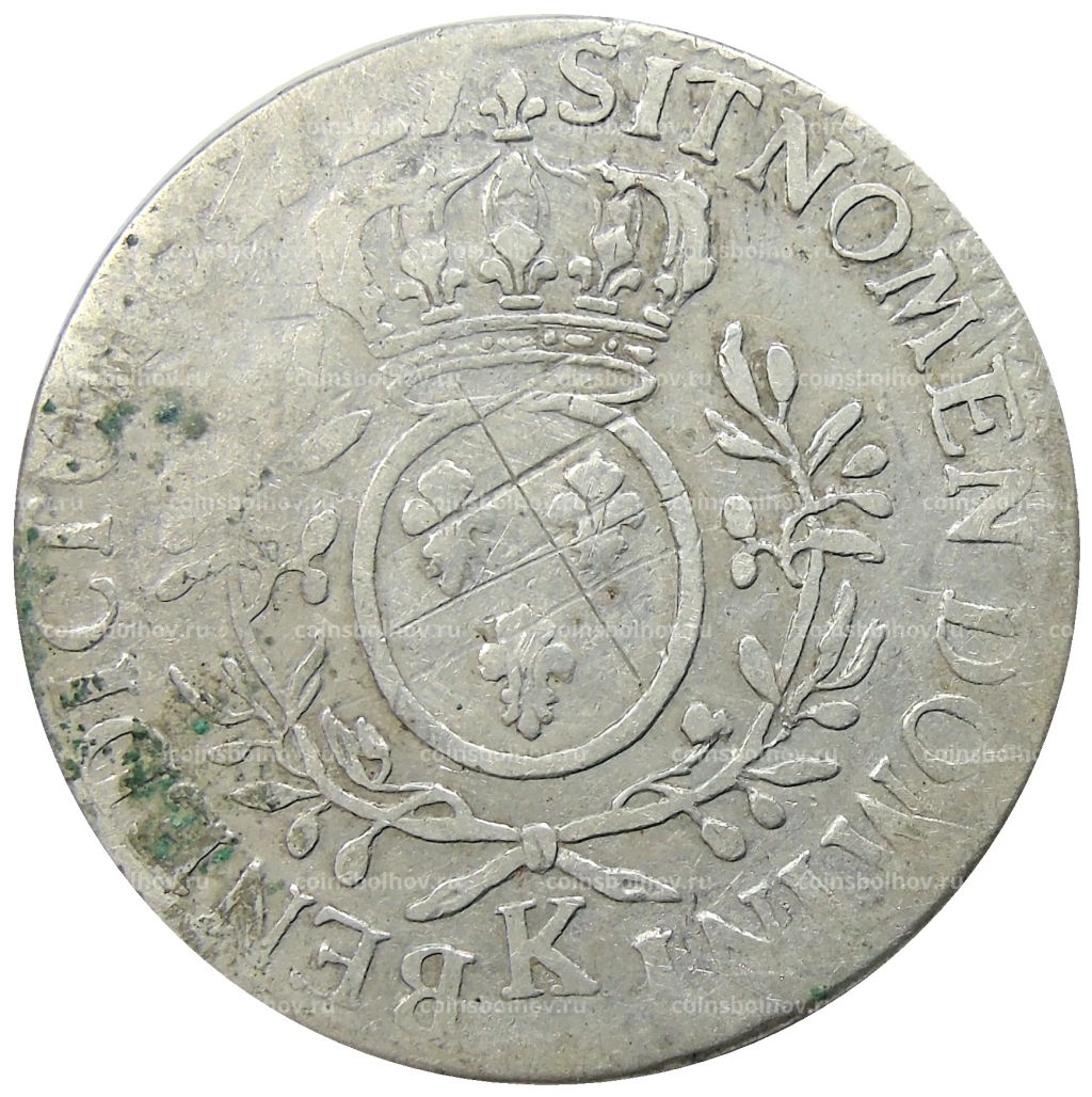 Монета 1 экю 1727 года K Франция (Людовик XV)