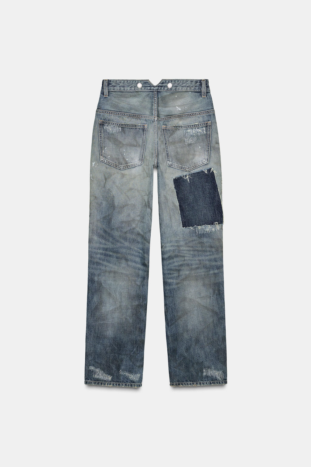 TRF LOW-RISE RIPPED PATCH JEANS - Zara фото 5
