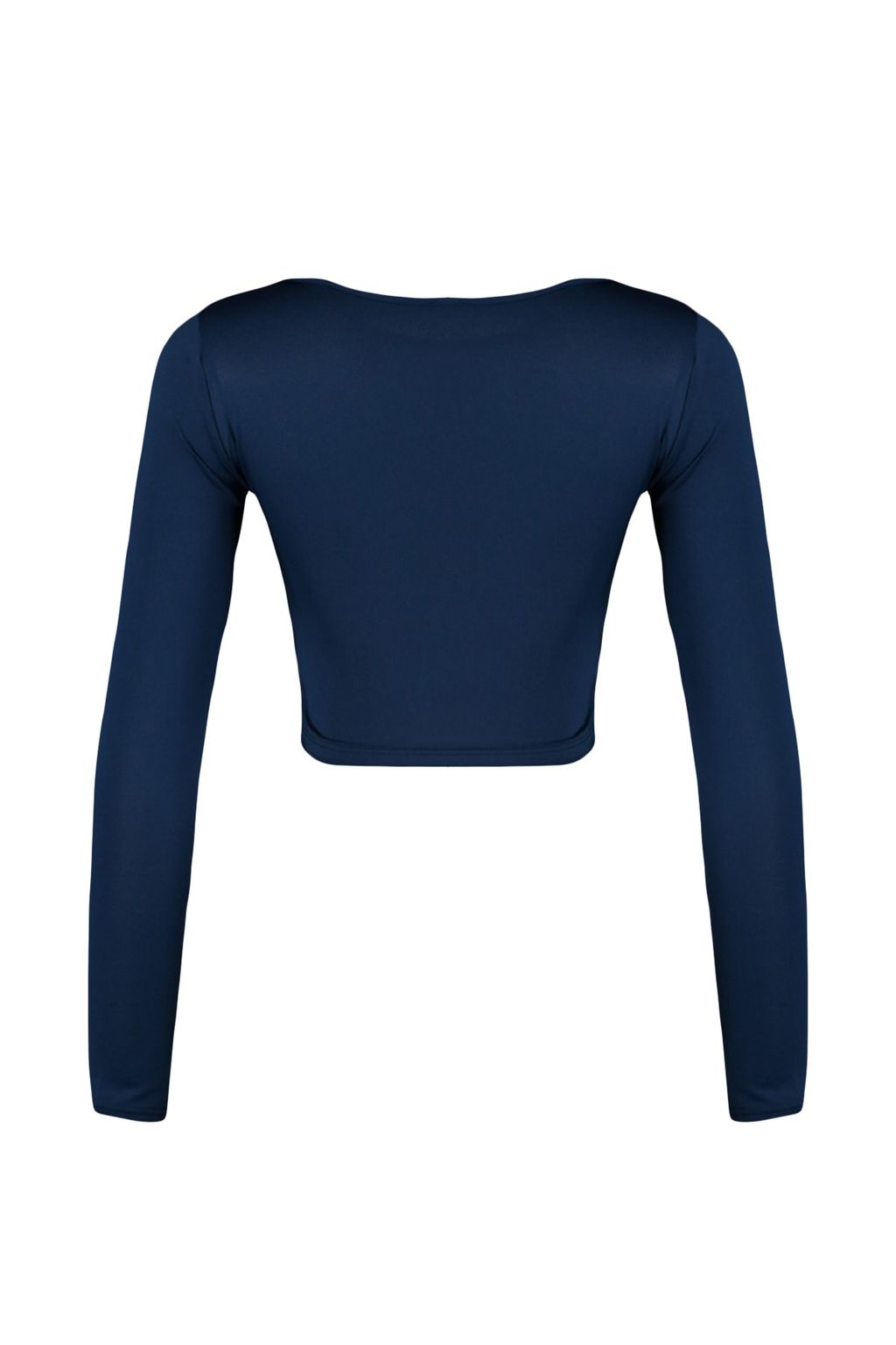 Koyu Lacivert Crop Pencere/Cut Out ve Bas Parmak Delik Detayl? Orme Spor Ust/Bluz TWOAW21BZ0156