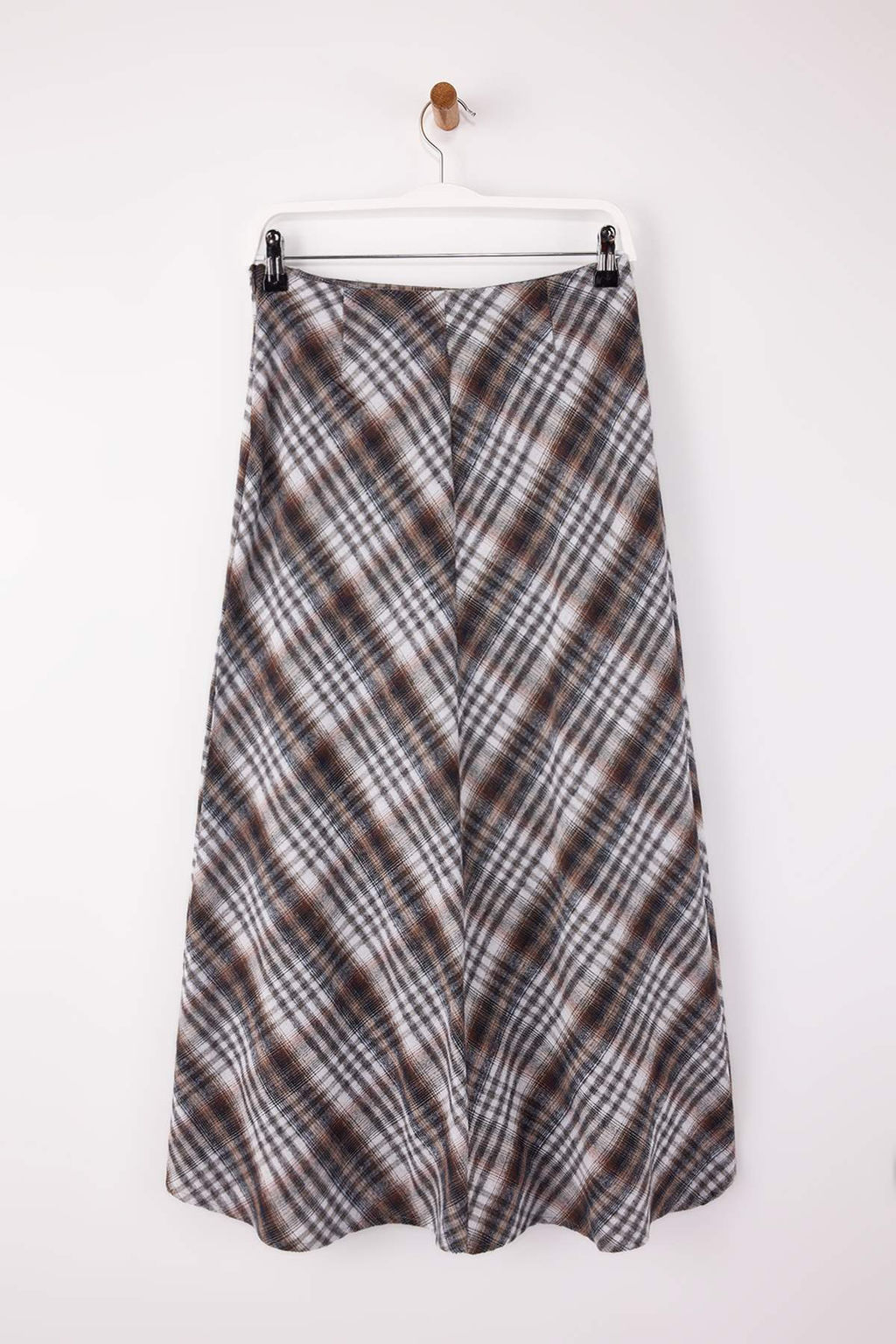 Kahverengi-Cok Renkli Asimetrik Detayl? Ekose Uzun Maxi Etek TWOSS26ET00038 - Trendyolmilla фото 3