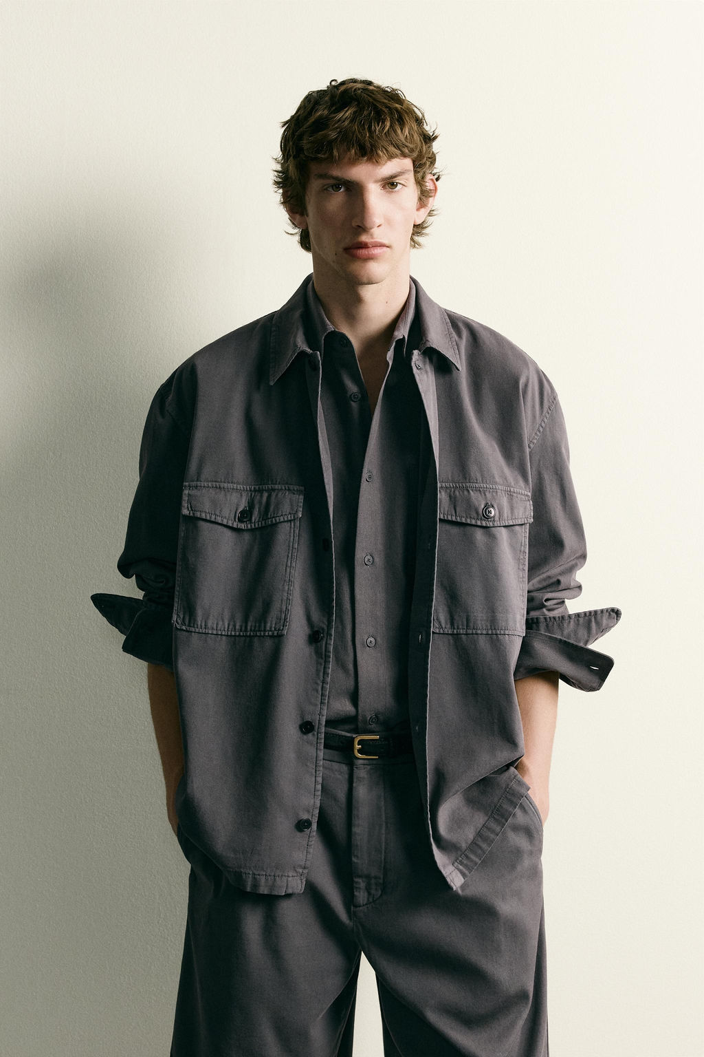 SOBRECAMISA LAVADA RELAXED FIT / Gris - Zara фото 2