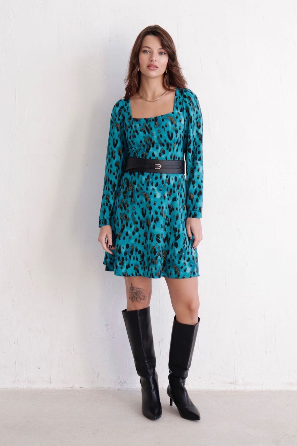 Платье с вырезом каре бирюзовое - Martichelli фото 7