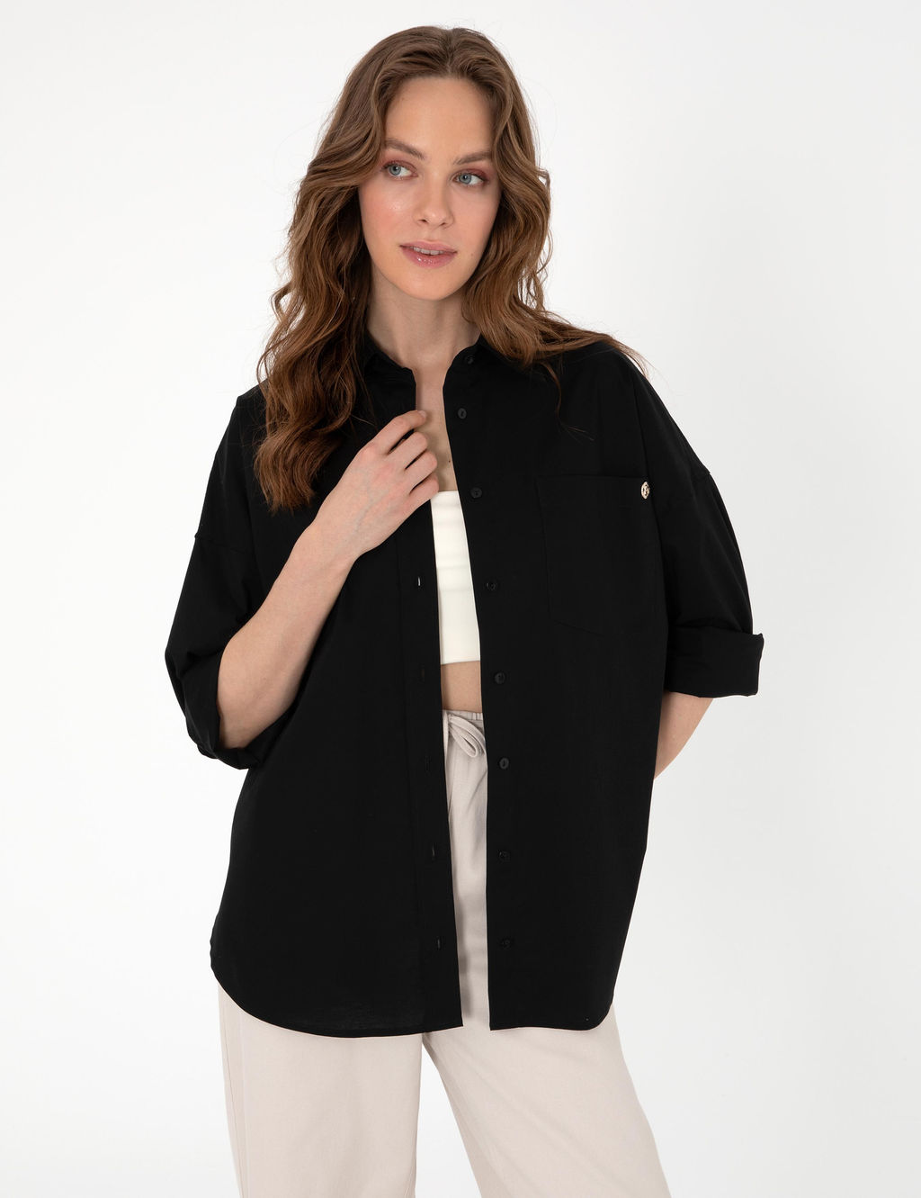 Siyah Oversize Uzun Kollu G_mlek - Pierre cardin фото 3