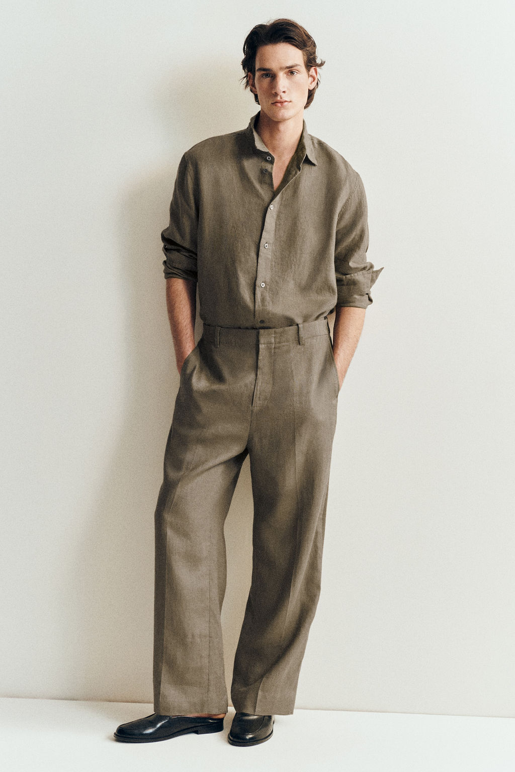 PANTAL?N DE LINO RELAXED FIT STRAIGHT LEG - H&m фото 11