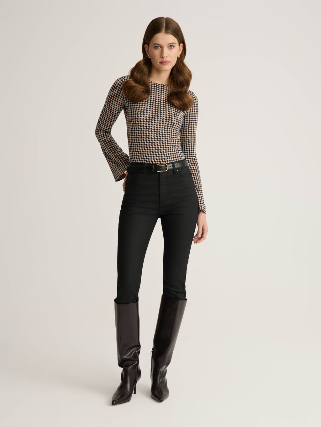 CONTE Боди из вискозы с расклешенными рукавами LBD 3145 beige-dogtooth