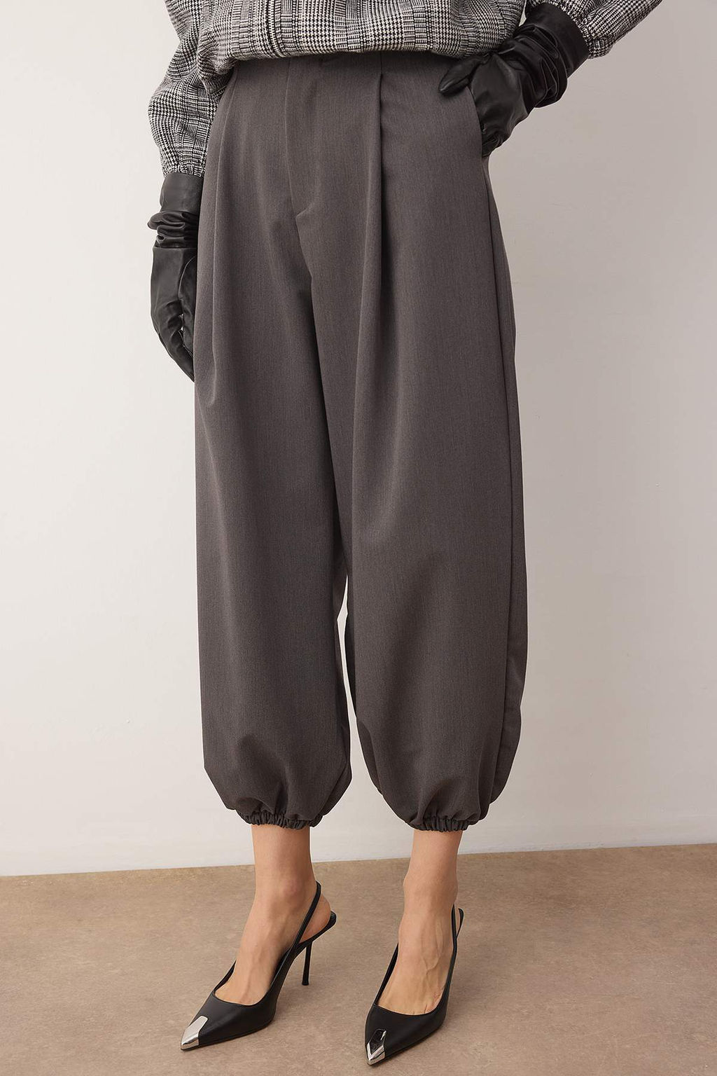 Kahverengi Yuksek Bel Dokuma Salvar Pantolon TWOAW26PL00169 - Trendyolmilla фото 9