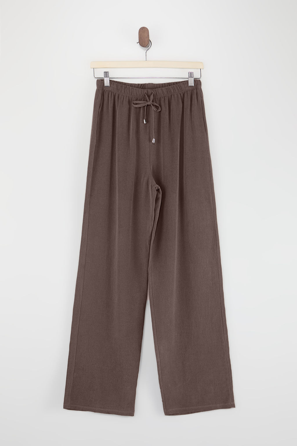 Kahverengi Keten Kar___ml_ Geni_ Pa_a Tencel Pantolon TDRSS26PL00008 - Trendyolmilla фото 4