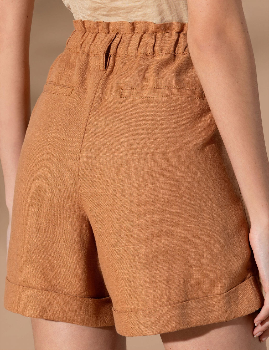Kahverengi Keten Oversize Bermuda _ort - Pierre cardin фото 7