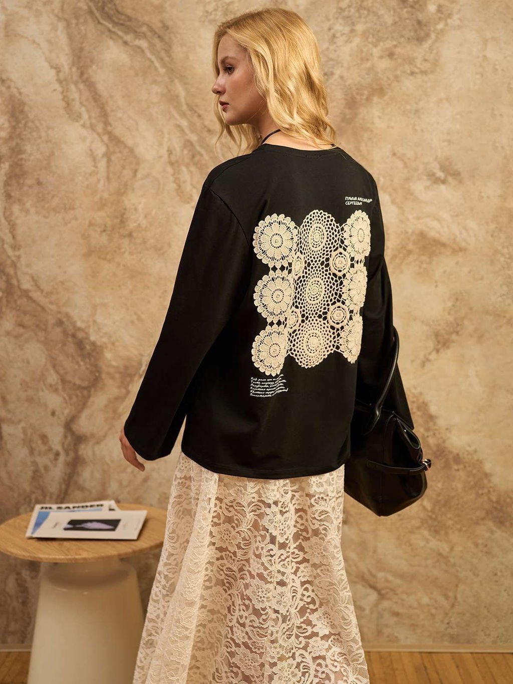 Лонгслив с кружевом на спине 95% хлопок, 5% лайкра - Sahar art lab фото 7