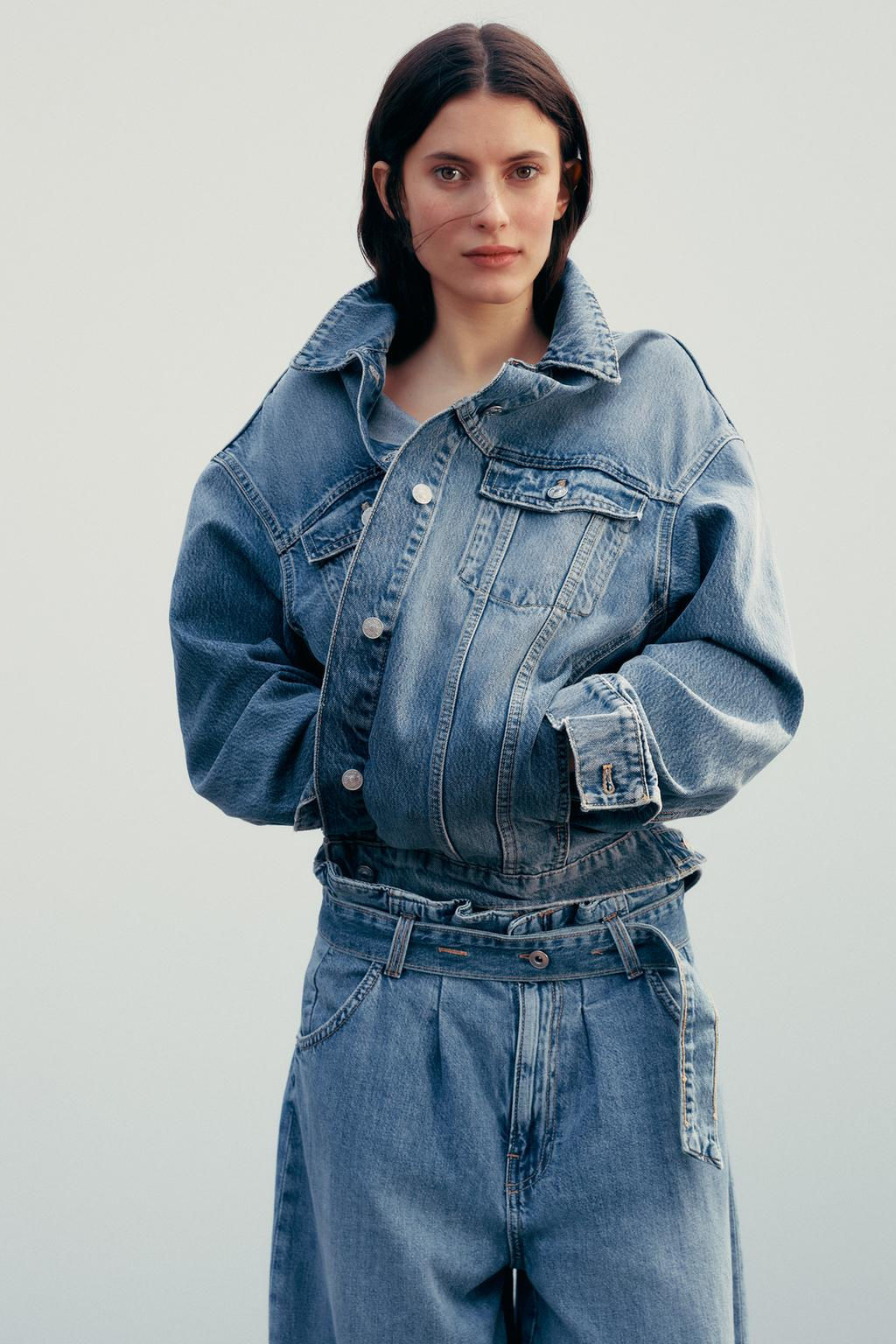 TRF HIGH-WAIST PAPERBAG BELTED JEANS - Zara фото 11
