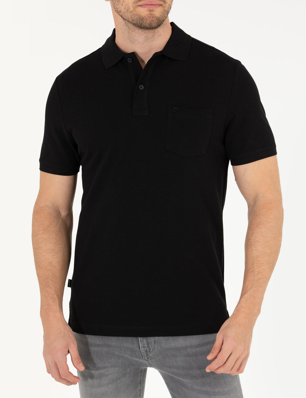 Siyah Regular Fit Polo Yaka Basic Ti__rt