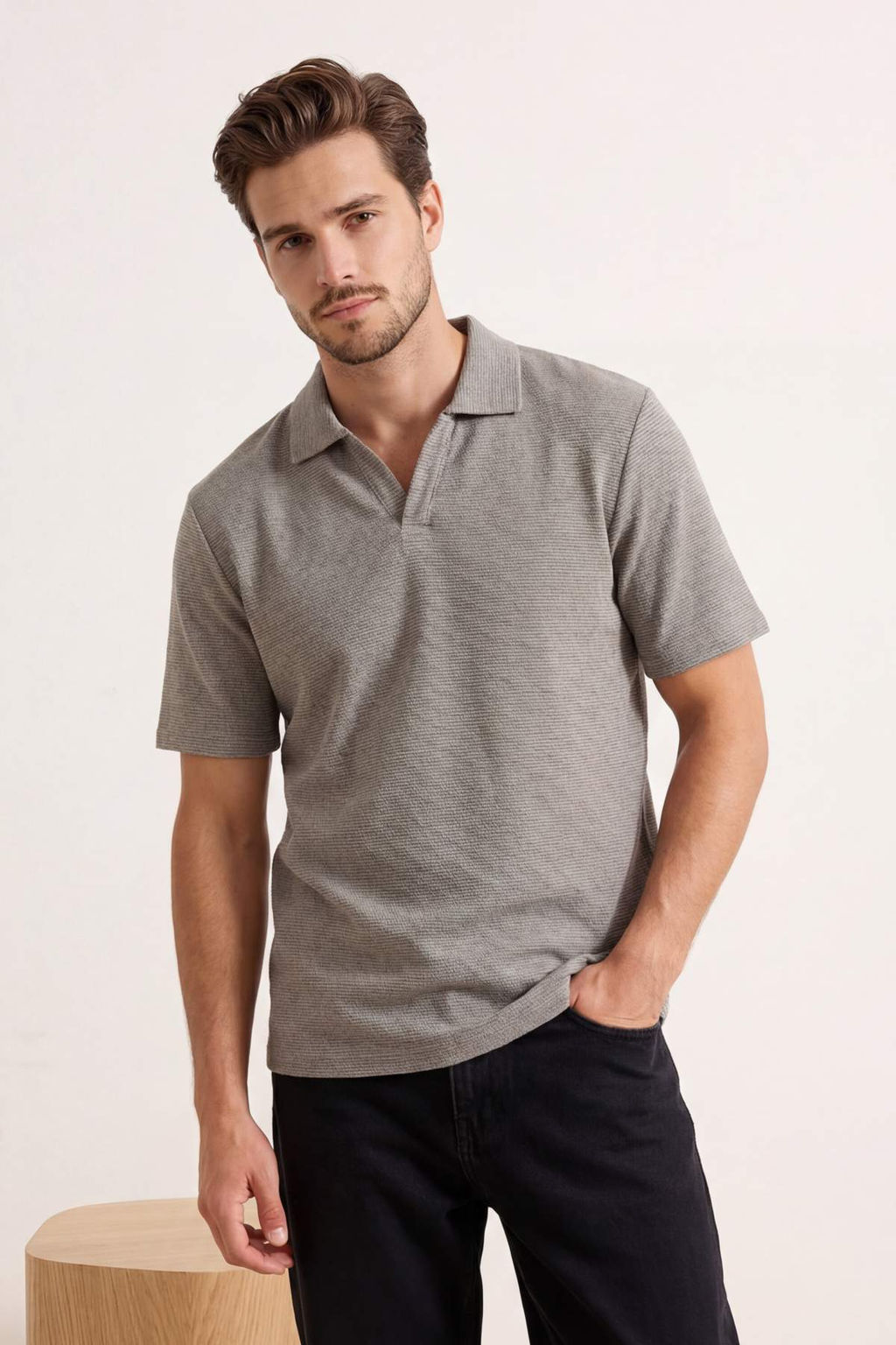 Haki Regular/Normal Kesim Dokulu Polo Yaka T-shirt TMNSS26PO00009