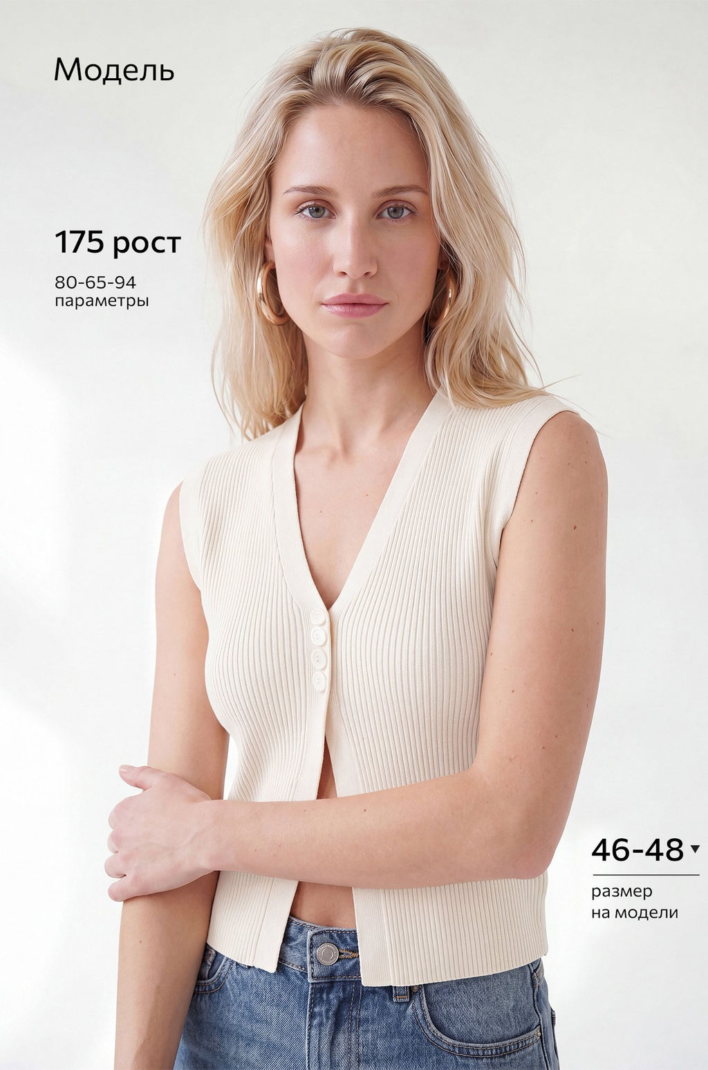 Женский топ вязаный лапша на пуговицах Happyfox