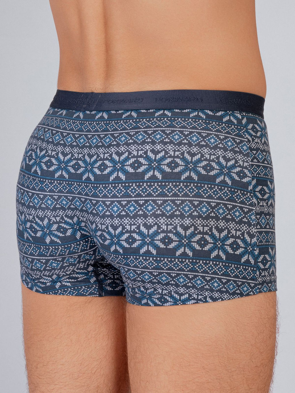 Трусы боксеры с принтом синие из хлопка (Арт. 4037MUF) - Indefini фото 6