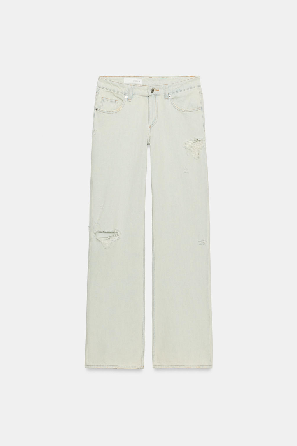 JEANS TRF WIDE LEG TIRO BAJO ROTOS / Azul claro - Zara фото 5