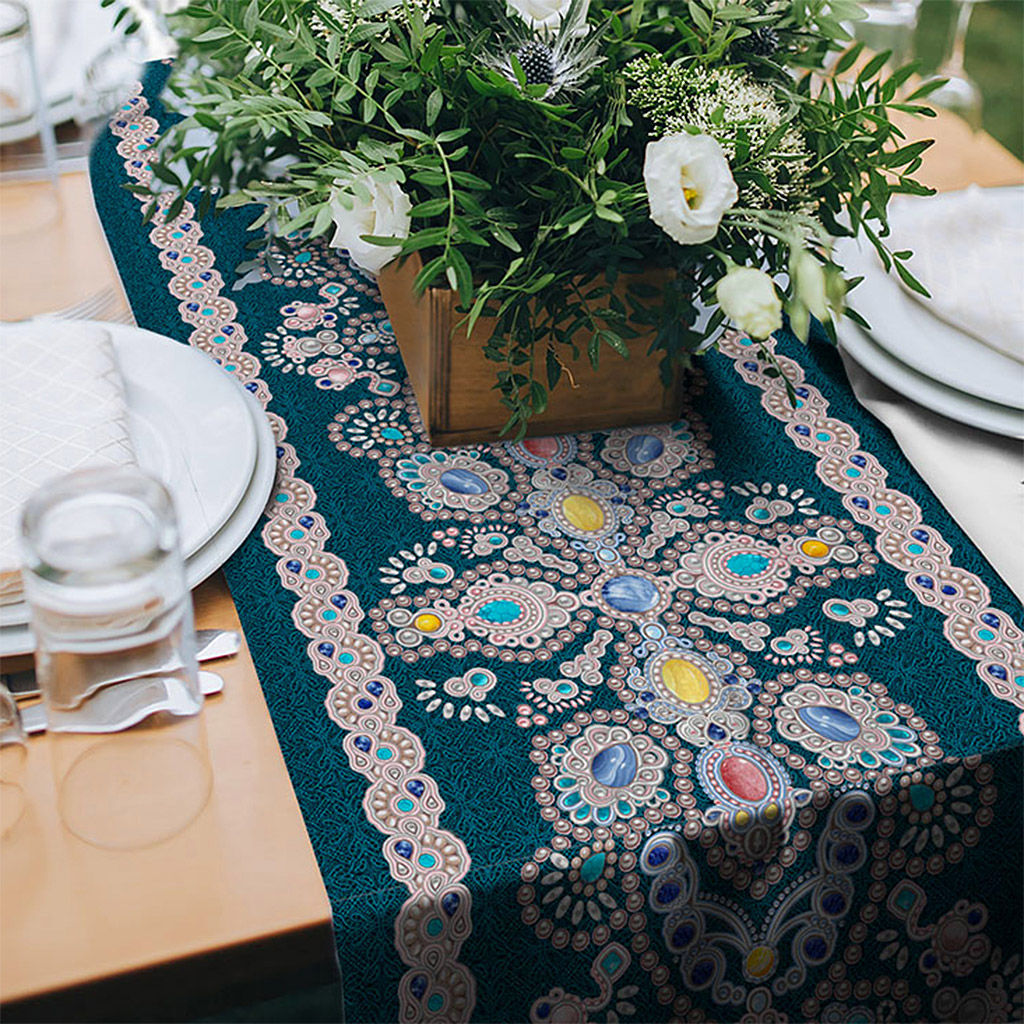 Сапфир Скатерть-дорожка на стол набивная 50х148см, 231г/м2, хлопок 100%, Домашняя мода (Россия)  фото 5