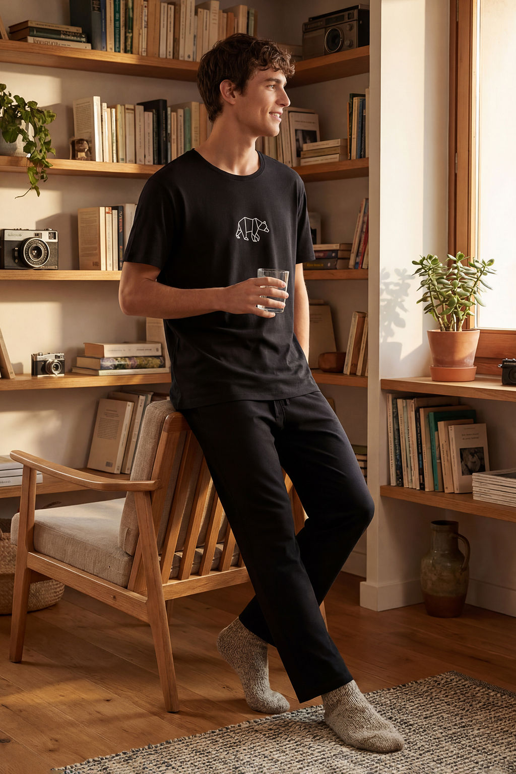 TRENDYOL MAN Siyah Regular Fit Nak?sl? Orme Pijama Tak?m? TMNAW25PT00023 - Trendyolmilla фото 6