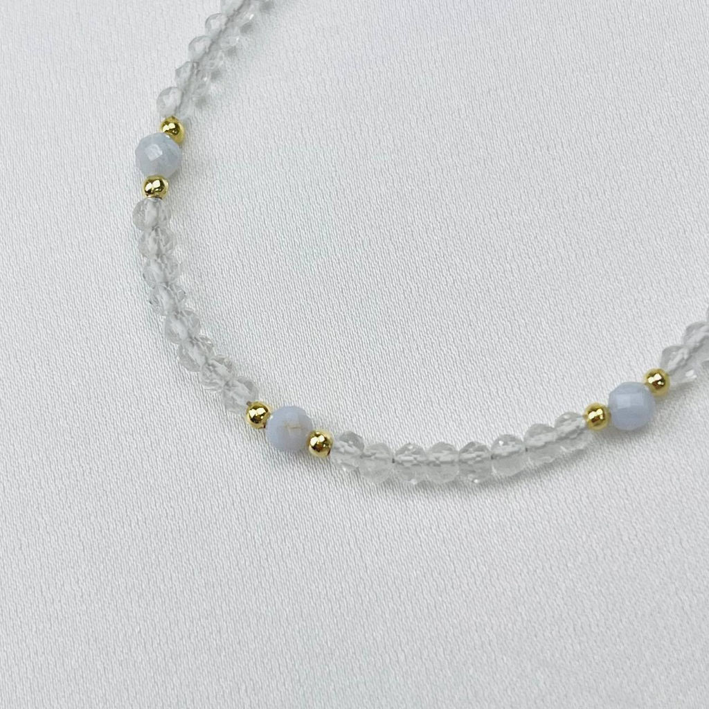 Браслет из Горного Хрусталя и Голубого агата 16,5 см + - Радуга самоцветов фото 3