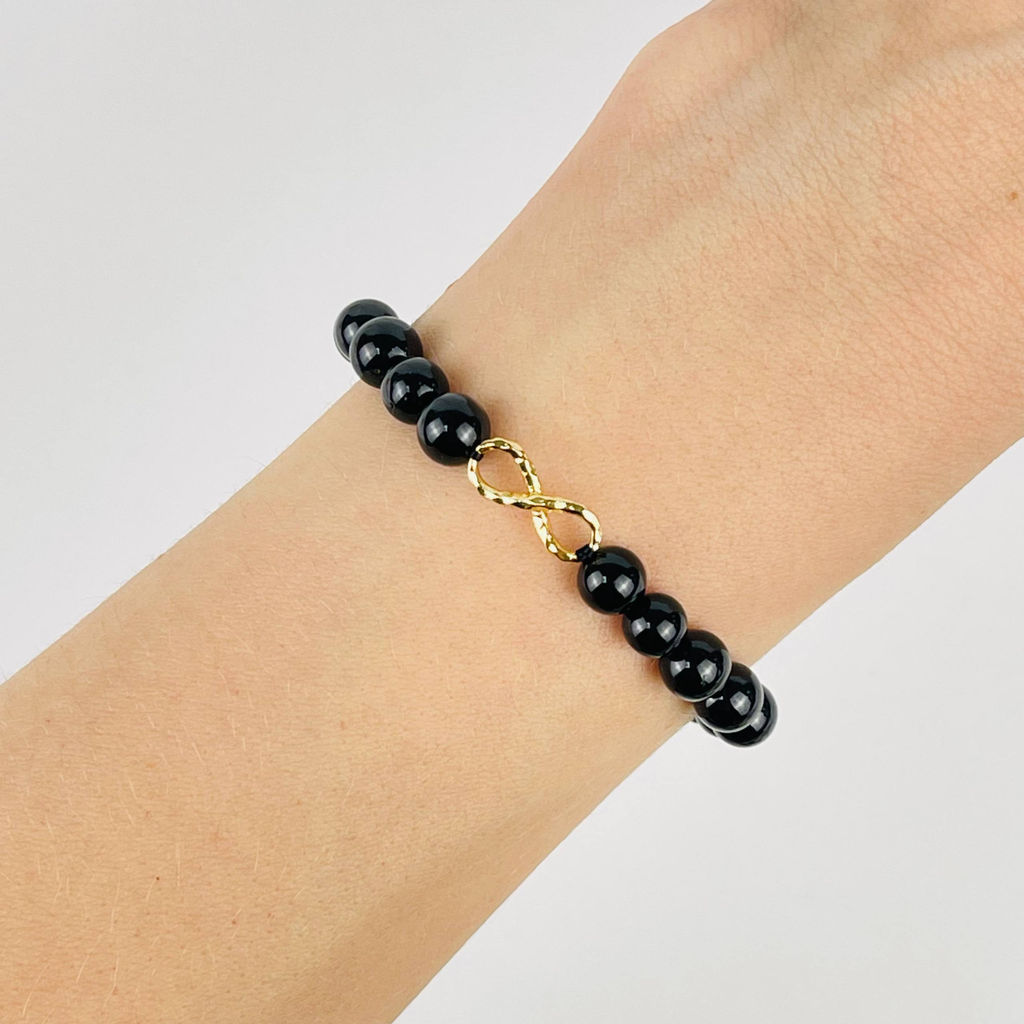 Браслет из черного Турмалина (Шерл) со вставкой 16 см