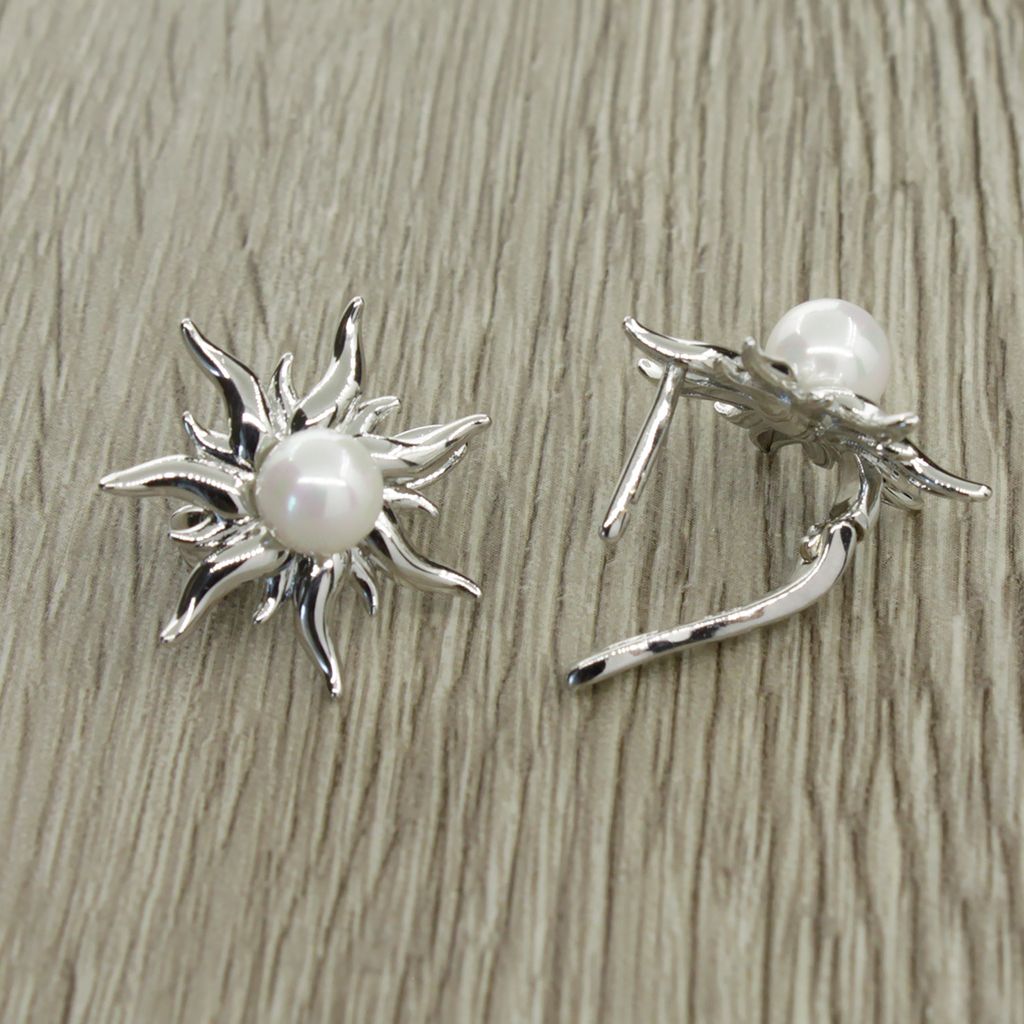 Серьги Плеск майорка белая 6мм - Agat77 фото 2