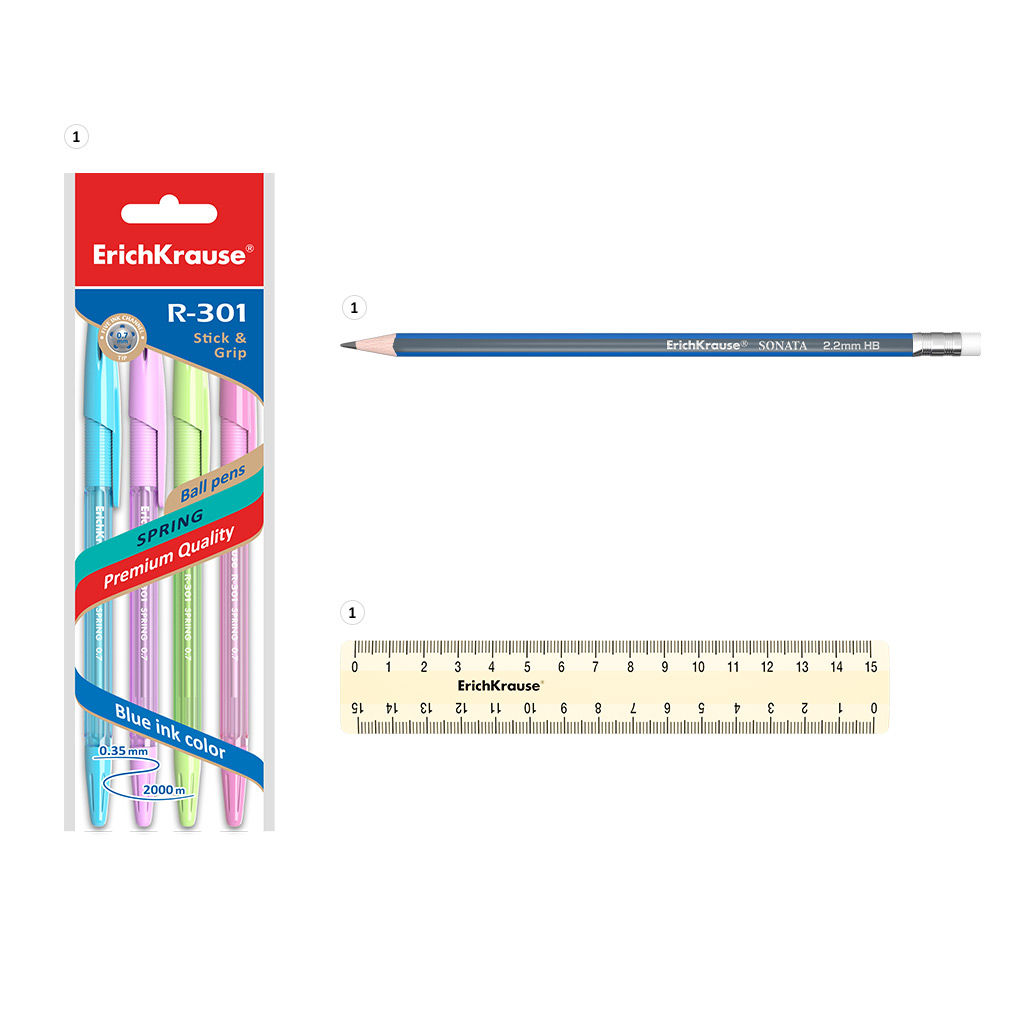 Цена за 1 шт. Набор настольный пластиковый ErichKrause® Forte, Pastel, желтый с фиолетовой вставкой фото 2