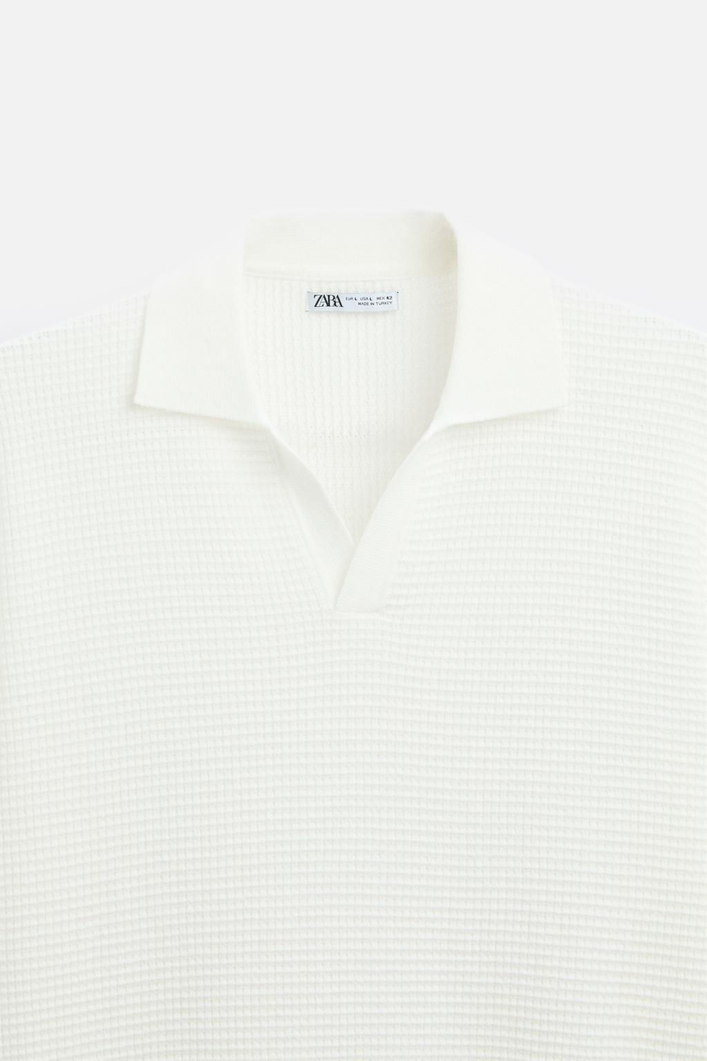 CHECK TEXTURE KNIT POLO SHIRT - Zara фото 44