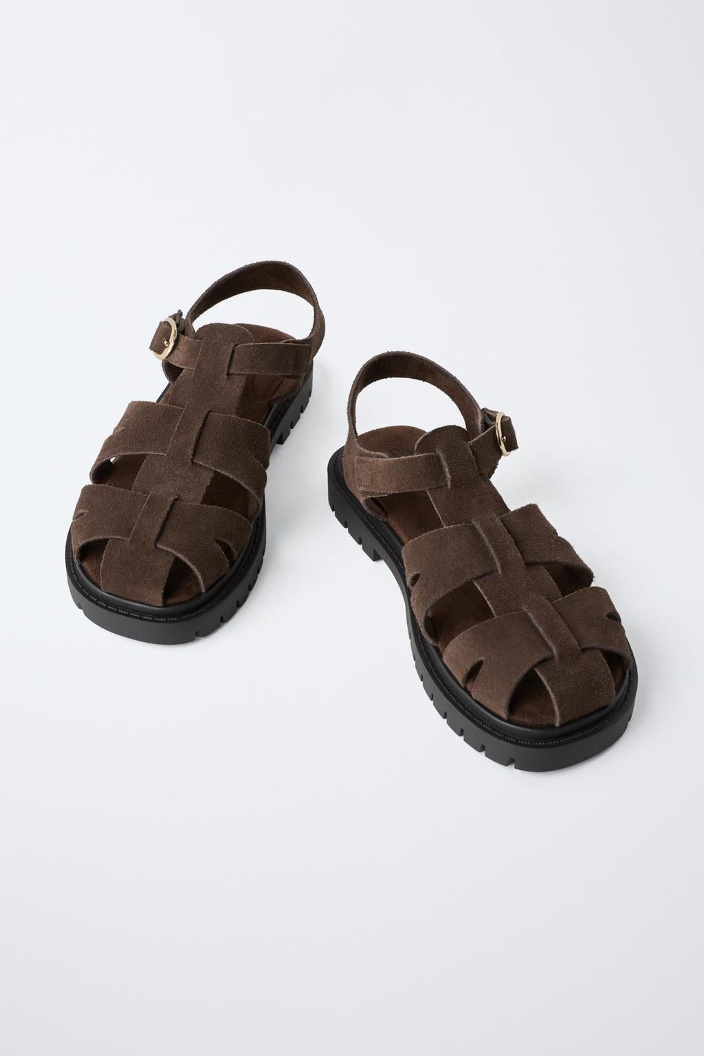 SPLIT SUEDE CAGE SANDALS - Zara фото 3
