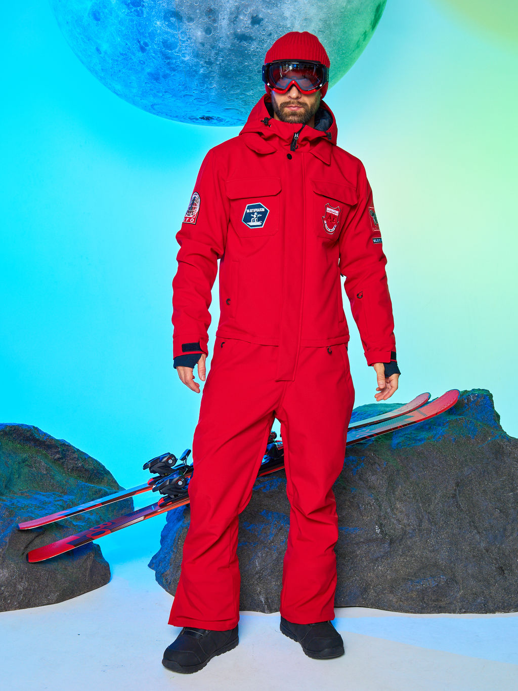 Мужской сноубордический горнолыжный комбинезон Alpha Endless Prometheus 223/230510 RED - Красный