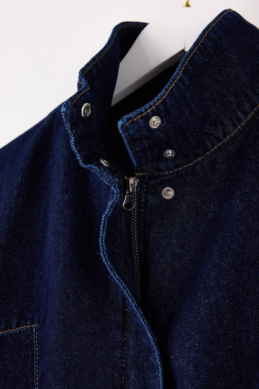 Koyu Mavi Dik Yaka Bomber Denim Ceket TWOSS26CE00003 - Trendyolmilla фото 3