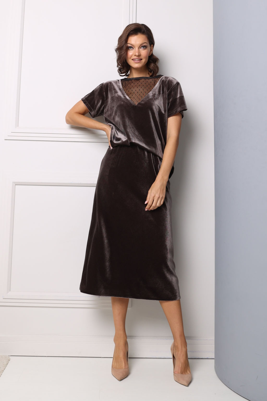 Юбка трапеция из бархата - Looklikecat фото 2