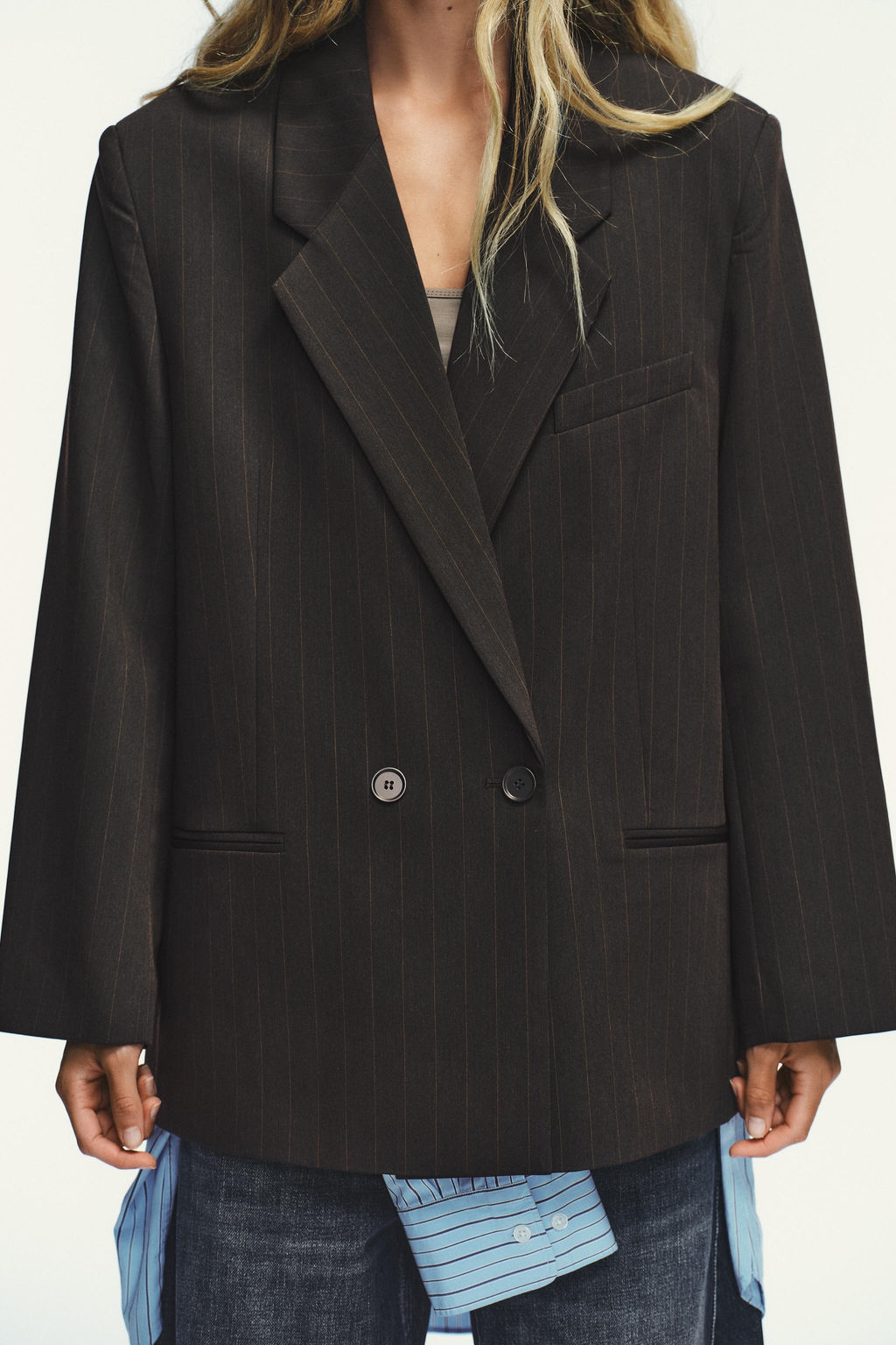 OVERSIZE PINSTRIPE BLAZER - Zara фото 2
