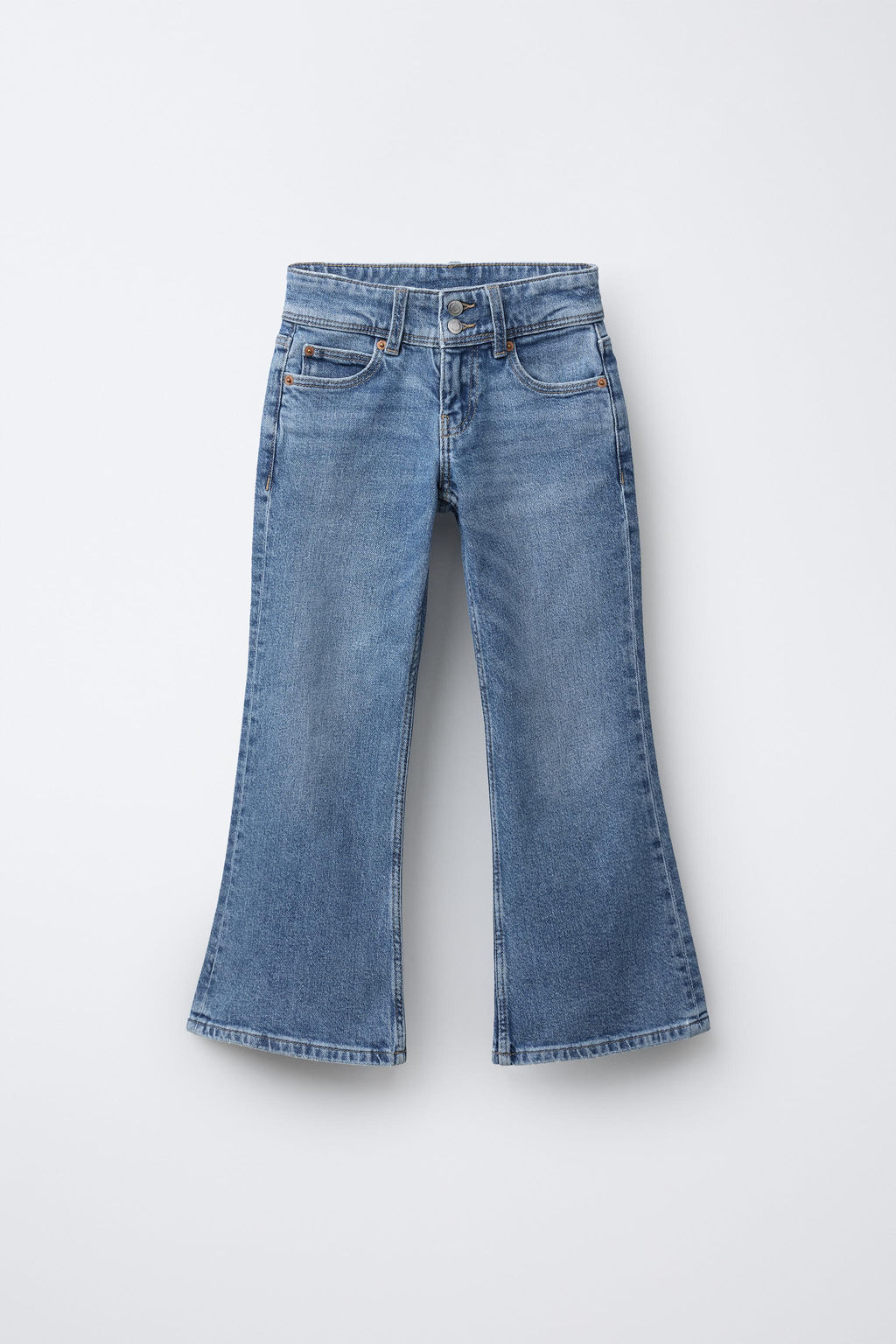 JEANS FLARE DOBLE BOT?N / Azul
