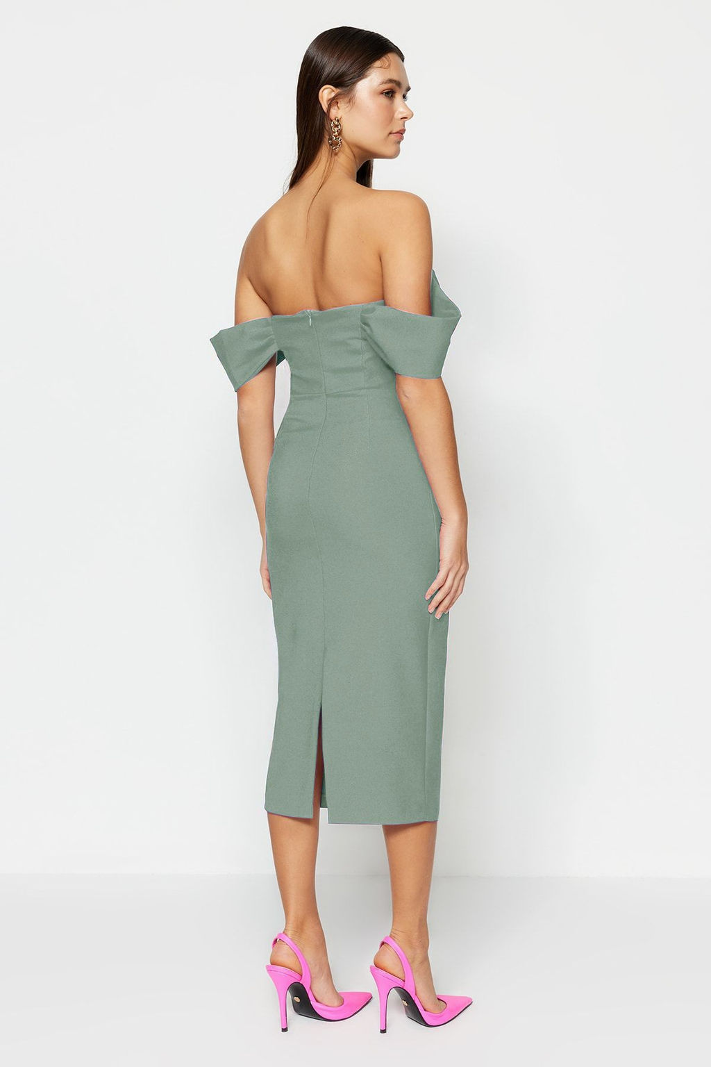 Mint Vucuda Oturan Korse Detayl? Dokuma S?k Abiye Gece Mezuniyet Elbisesi TPRSS22EL00097