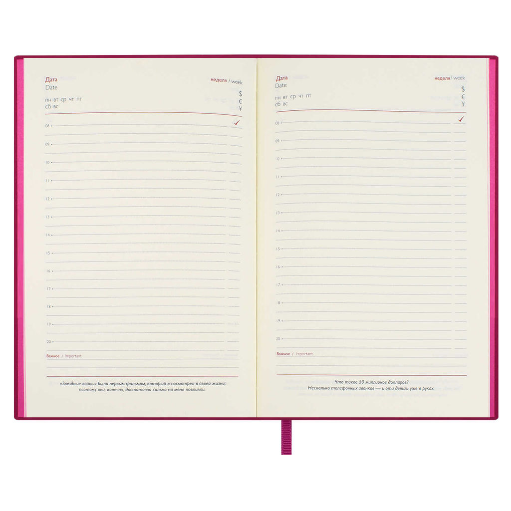 Ежедневник недатированный ESCALADA, #ИЛОН МАСК, А5, 160 л., арт. 67257/ 15 ВАЧЕТТО МАЛИНОВЫЙ