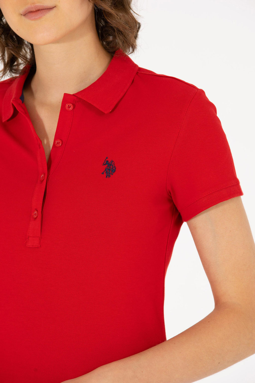 U. S. Polo Assn Женская красная базовая футболка с воротником-поло - U.s. polo assn фото 21