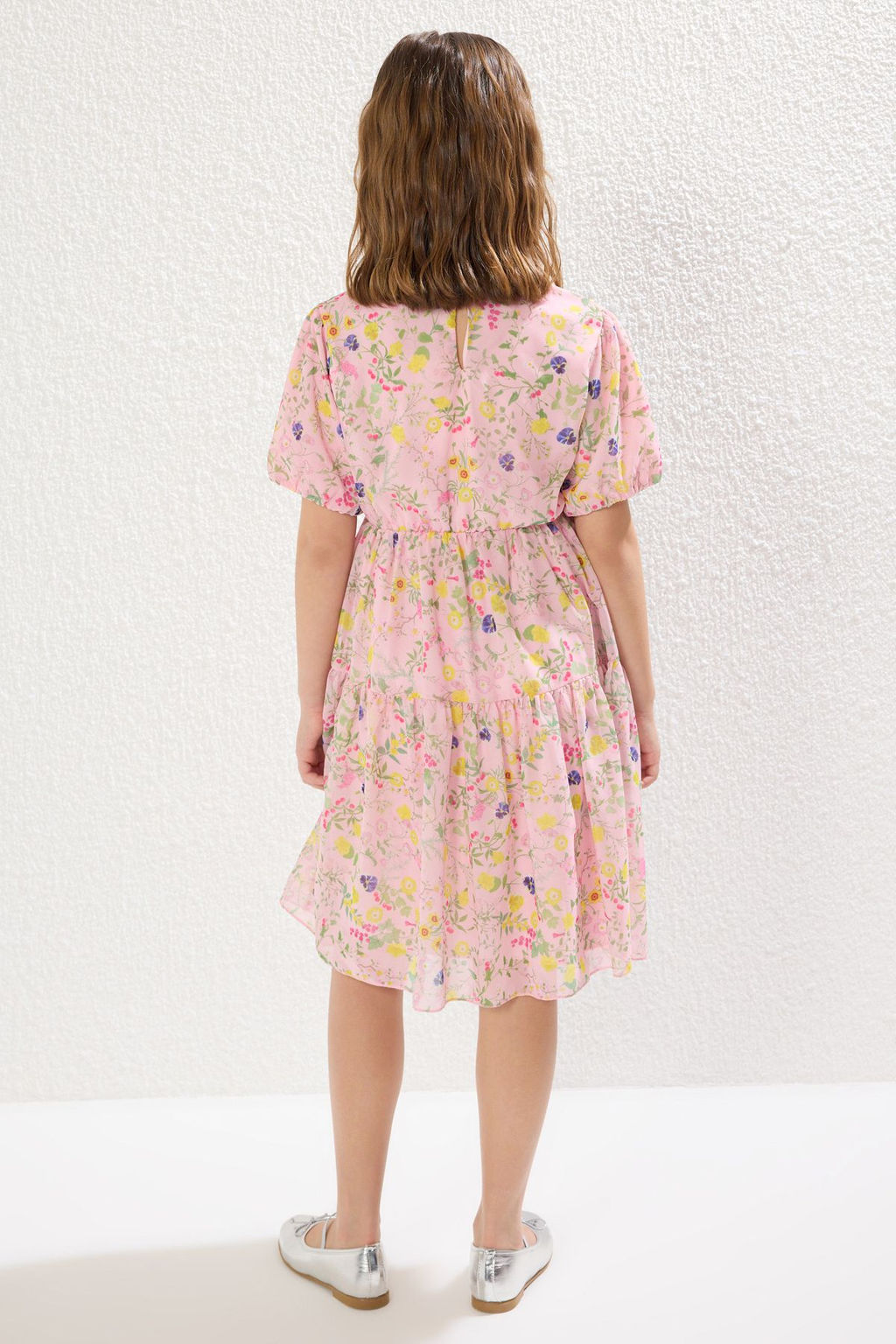 Pembe K?z Cocuk Mini Me Cicekli Dokuma Anne-K?z Bayraml?k Elbise TKDSS25EL00056 - Trendyolmilla фото 6