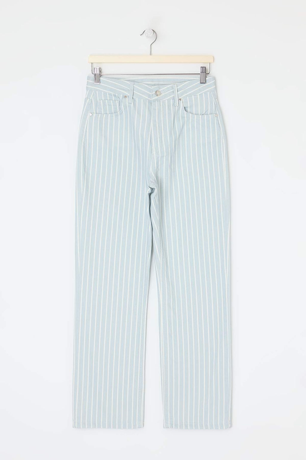 Cok Renkli DOKUMLU Cizgili Yuksek Bel Straight Duz Kesim Jeans TWOSS26JE00236 - Trendyolmilla фото 5