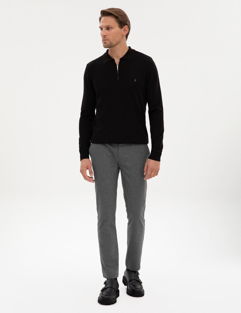 Gri Slim Fit Beli Lastikli Kordonlu Kanvas Pantolon - Pierre cardin фото 3