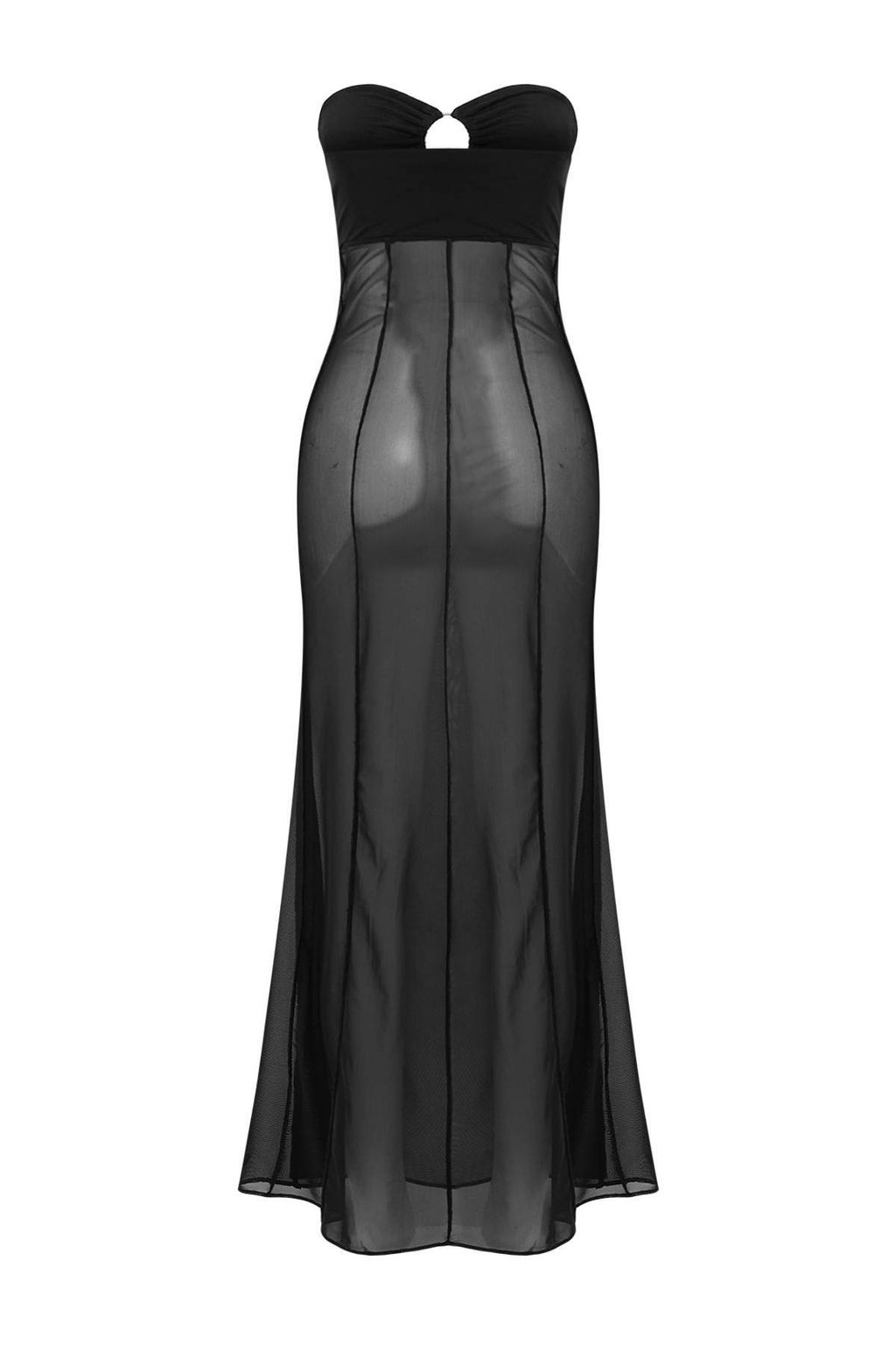 Siyah Dokuma Maxi Straplez Aksesuar Detayl_ Mesh Plaj Elbisesi TBESS26LE00006 - Trendyolmilla фото 4