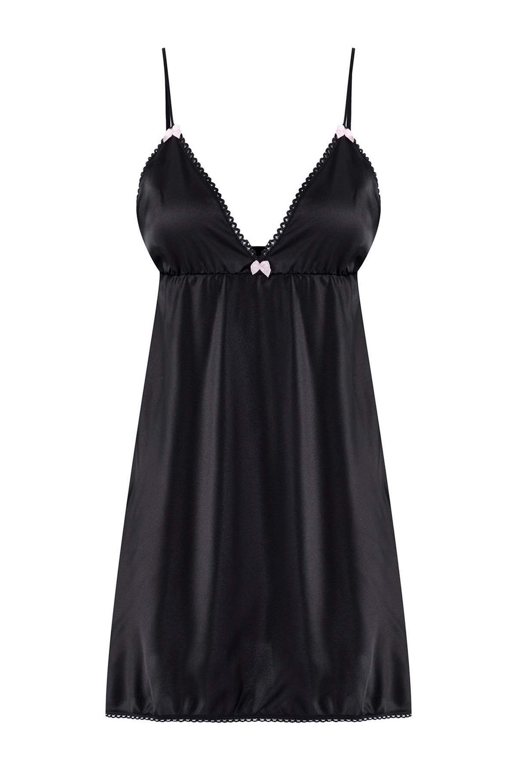 Siyah 4lu Ceyiz Set Saten Dokuma Gecelik+Sabahl?k+Pijama Tak?m? THMAW26PT00210 - Trendyolmilla фото 10